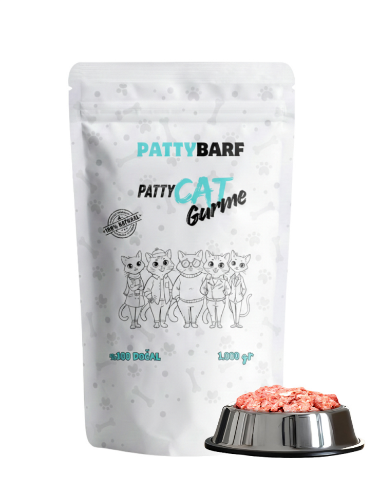 PattyCAT GURME 4 KG (4x1.000 GR) BARF KEDİ Maması - Çiğ Beslenme